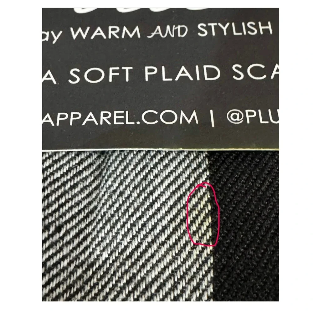 Plush Ultra Soft Plaid Scarf Navy Black White Buffalo Check Fringe PAP-FA-004